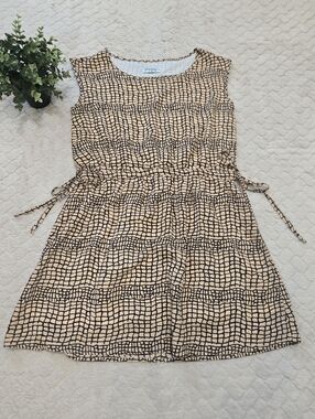Funky People Vintage Tan and Black Sleeveless Dress, Size Medium